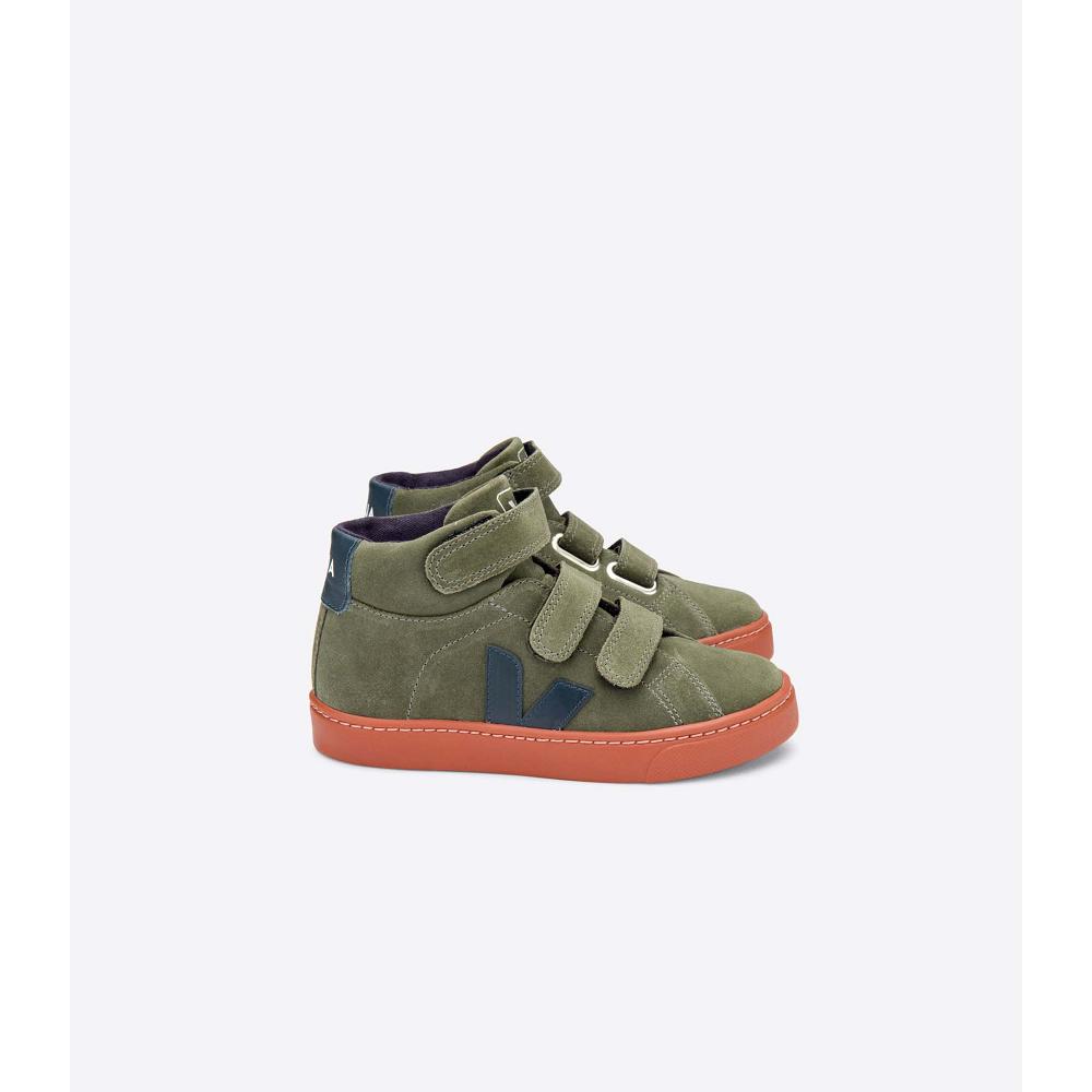 Veja ESPLAR MID SUEDE Kids\' High Tops Olive | CA 694XYU